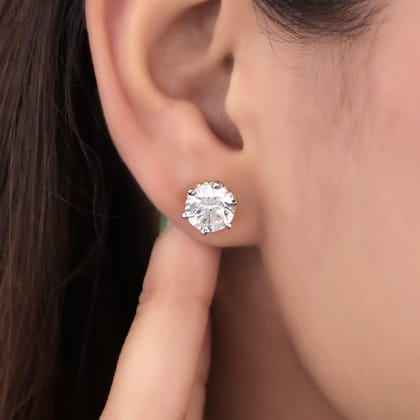 Rena 3 Carat Each Solitaire Studs | 22KT Gold Vermeil-Yellow Gold