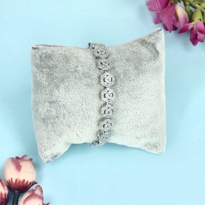 Rhodium Plated White American Diamond Bracelet - SIA445145