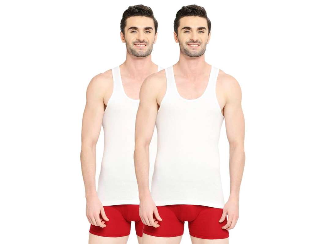 VIP Supreme Men's 100% Cotton White Vest, Moisture Absorbent Inner wear for Men - Pack of 2 - S