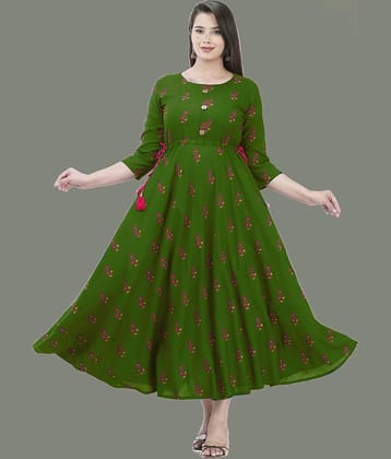 anushansa Pack of 1 Rayon Printed Anarkali Women's Kurti - ( Blue )