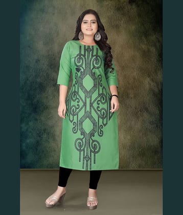 Hetsa Women Rayon Printed A-line Kurti ( Green )