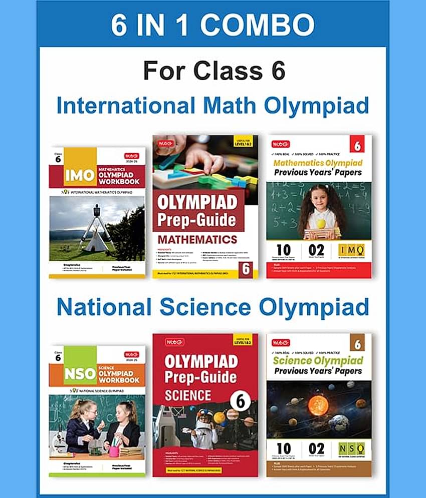 MTG Class-6 (Mathematics & Science) IMO-NSO Olympiad Workbook, Prep-Guide & Previous Years Papers (PYQs) with Mock Test Paper - SOF Olympiad Books For 2024-25 Exam (Set of 6 Books)