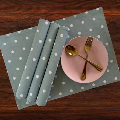 Blue & White Polka Dot Print Placemats-Blue