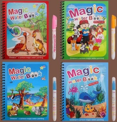 Urbancarts™  Reusable MagicWater Coloring Book  with Magic Pen   (4 Books+2 BooksFree))-Pack of 12@899