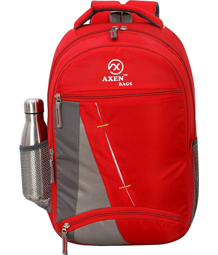 AXEN BAGS - Red Polyester Backpack ( 30 Ltrs )