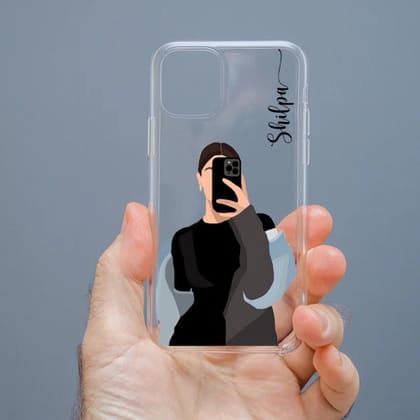 Personalized Cute Girl Transparent Silicon Case Customised with Name for Oppo, Vivo, Redmi, Realme, Poco, Mi, OnePlus, Samsung, iPhone, and More - design 16