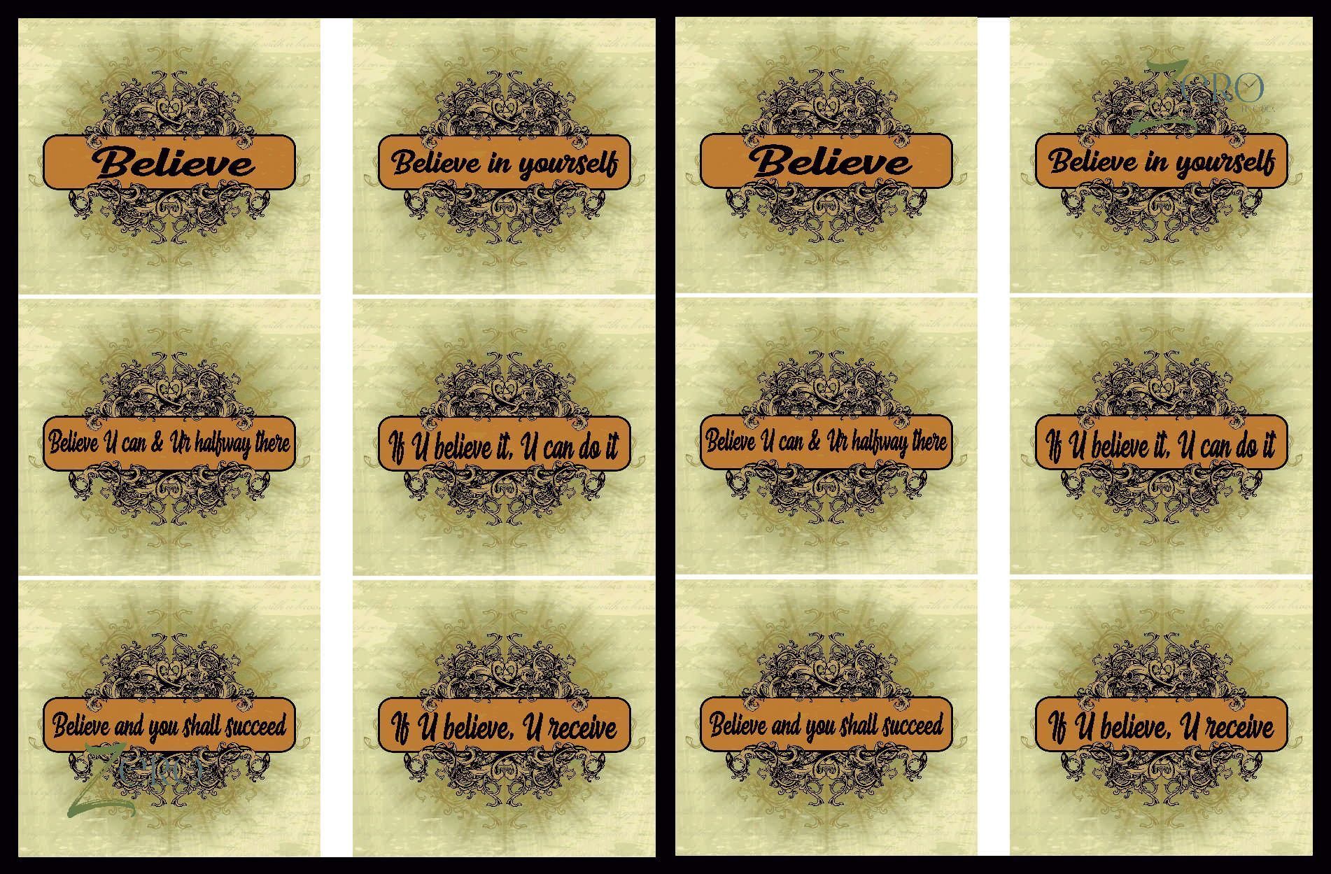 Brand Zero Luxury Speciality Decoupage Paper - Believe Quotes 1 Tiles