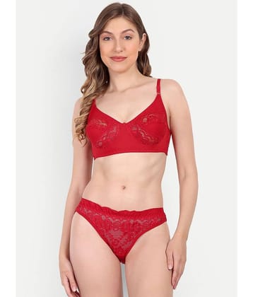 Aprozone Lycra Women's Bra & Panty Set ( Red ) Lingerie Set