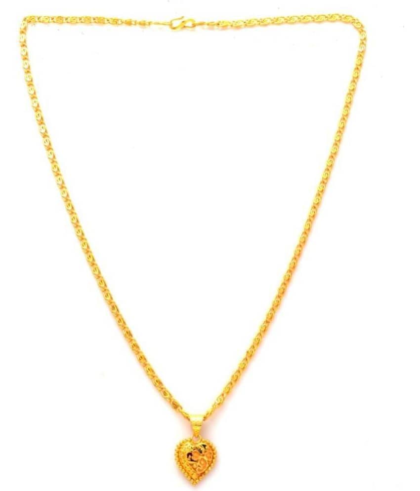 Jewar Mandi New Design Gold Plated Locket/Pendant with Link Chain Daily use for Men, Women & Girls, Boys