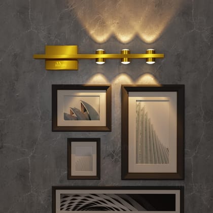 Murphy LED Stylish Up/Down Wall Light – Warm White, Rustproof Aluminum Body (3 Up & 3 Down, Gold Finish)-Warm White / Pack of 1