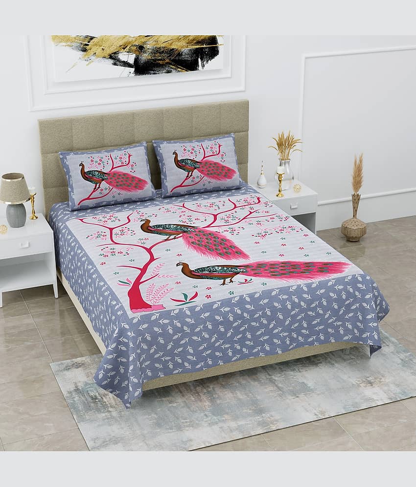 PETROSOLY Cotton 1 Double Queen Bedsheet with 2 Pillow Covers ( Pink )