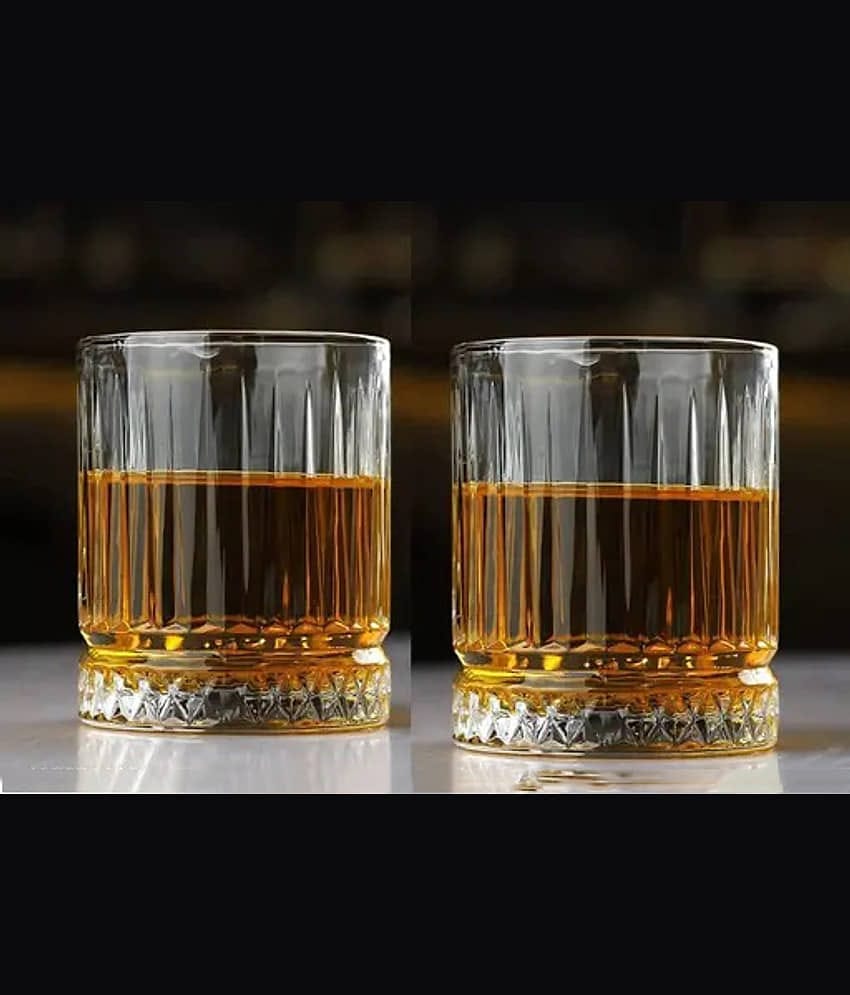 AFAST Classic Whisky Glass Glass Plain Wine Glasses 300 ml ( Pack of 2 ) Transparent