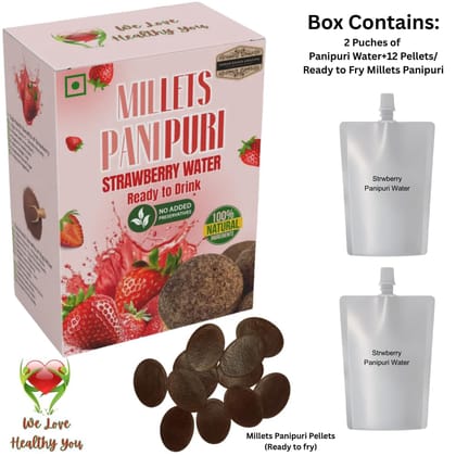 Pani-Puri Water (Strawberry) 400ml Pack of 2 (200ml+200ml) |Ready to Drink Pani Puri Water | No Preservatives Portable Authentic Tasty Water (Strawberry) | FREE 6 pallets of Panipuri with each pack