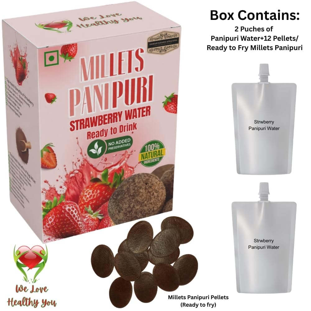 Pani-Puri Water (Strawberry) 400ml Pack of 2 (200ml+200ml) |Ready to Drink Pani Puri Water | No Preservatives Portable Authentic Tasty Water (Strawberry) | FREE 6 pallets of Panipuri with each pack