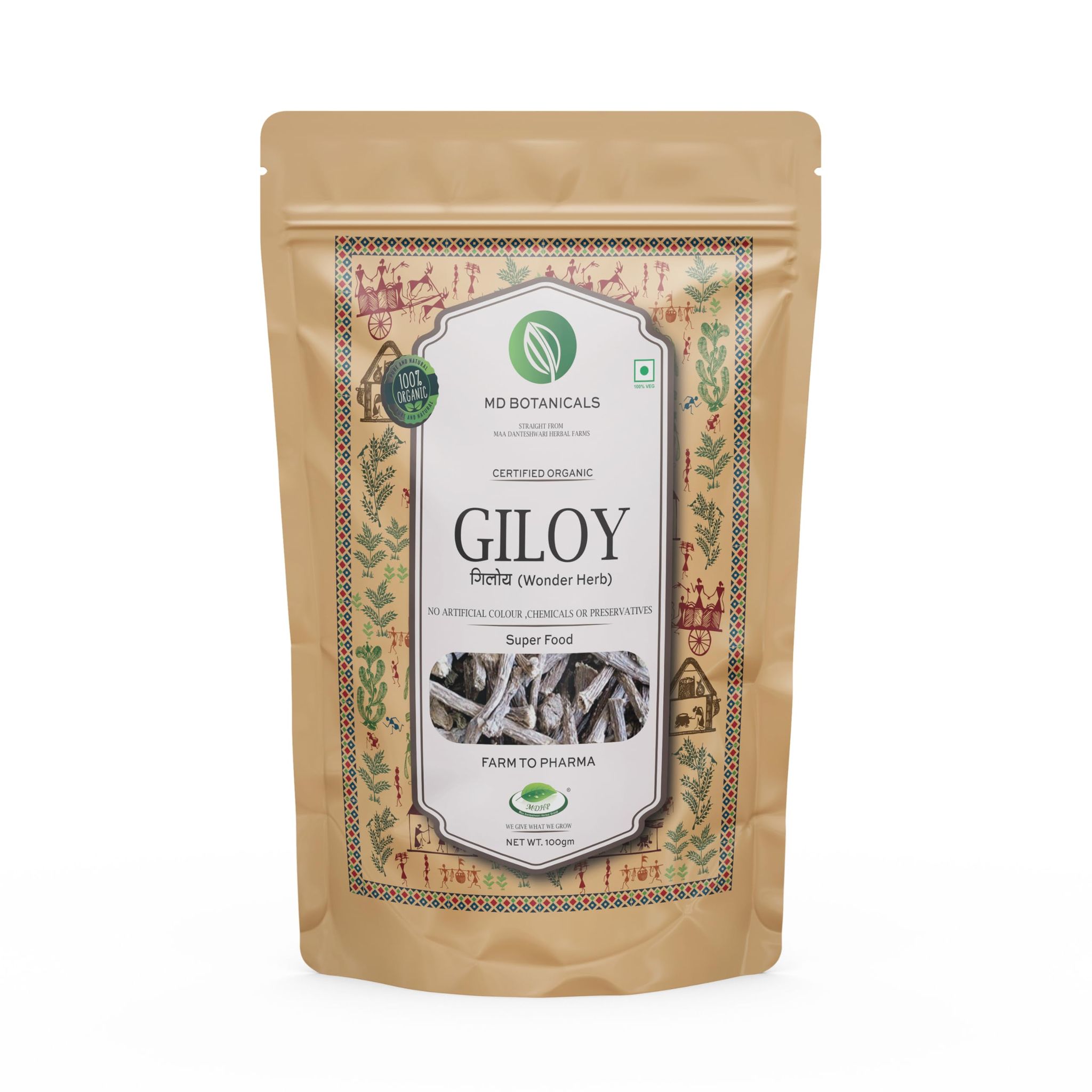MD Botanicals Giloy Powder Ayurvedic Immunity & Wellness Booster | Amruthavalli podi | Tinospora cordifolia | No Added Preservative, Fresh (100gm, GILOY)