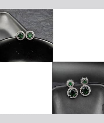 Charms Green Plug Earrings ( Pack of 2 )