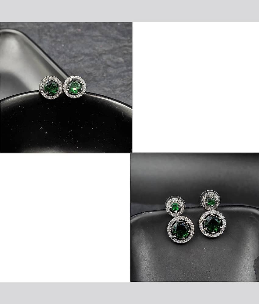 Charms Green Plug Earrings ( Pack of 2 )