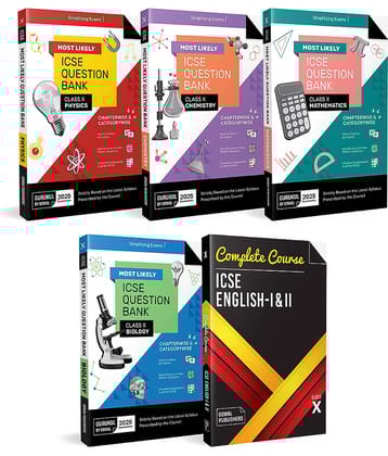 Gurukul By Oswal Most Likely ICSE Question Bank Class 10 Bundles (Set of 5) : Physics, Chemistry, Maths, Biology & English I & II for Exam 2025