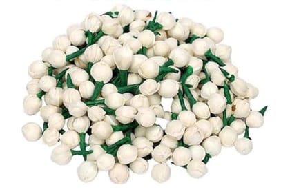 Nawani Artificial Mogra Buds/Jasmine Flower for Jewellery Making, Craft Material (App 500 Buds), Size 1 cm and Material Fabric.