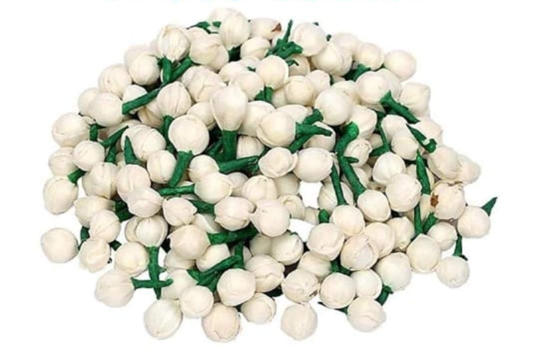 Nawani Artificial Mogra Buds/Jasmine Flower for Jewellery Making, Craft Material (App 500 Buds), Size 1 cm and Material Fabric.