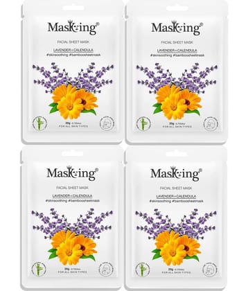 Masking Lavender & Calendula Bamboo Face Sheet Mask 80 ml Pack of 4