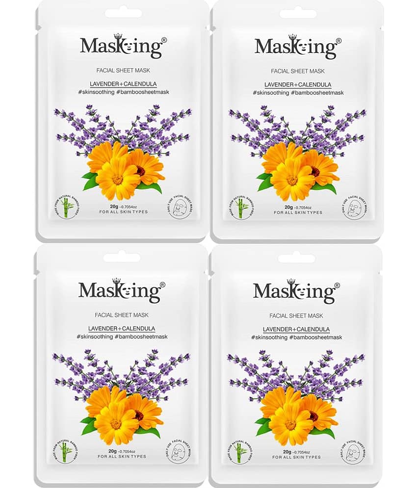 Masking Lavender & Calendula Bamboo Face Sheet Mask 80 ml Pack of 4