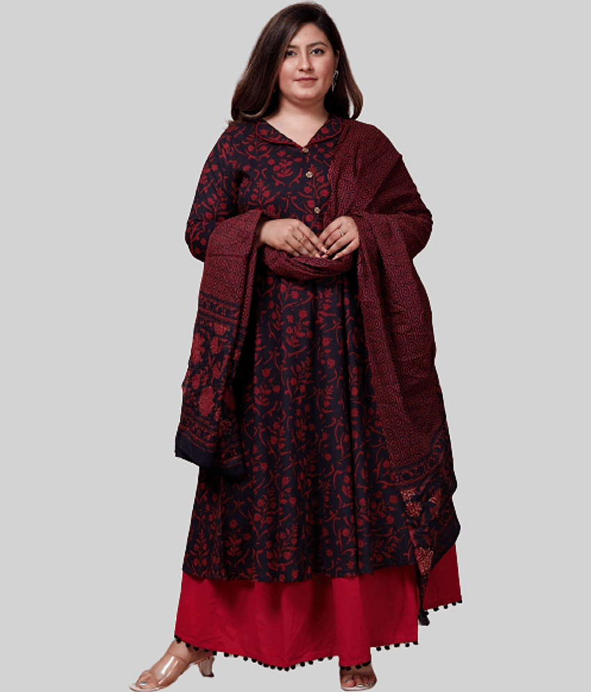 miravan - Maroon Cotton Women's Anarkali Kurti ( Pack of 1 )