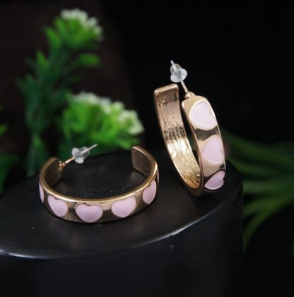 Gold Plated Heart Design Hoops Earring- HER 3503