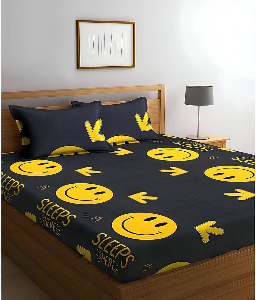 JDX Microfibre Graphic Fitted Bedsheet ( Queen Size ) - Multi