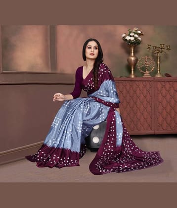 JIHANA FAB Georgette Printed Saree With Unstitched Blouse Piece ( Grey )