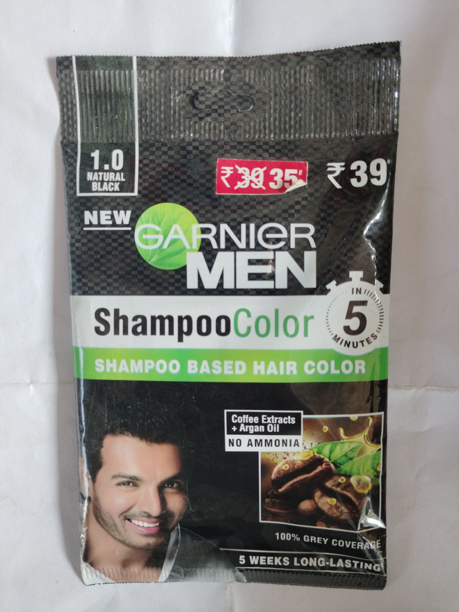 Garnier Men Shampoo color Coffee extracts + argan oil natural black 10ml+10ml