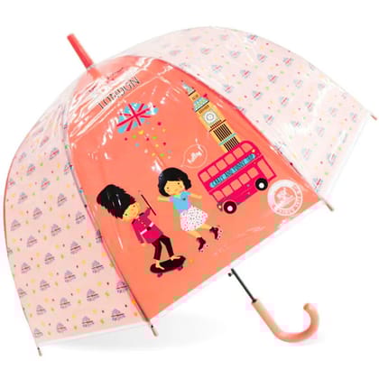 Premium Quality London Bus Printed Umbrella For Kids (Light Orange)