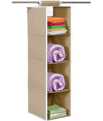PrettyKrafts Hanging 4 Shelves Wardrobe Organiser