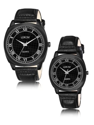 Black Cubic Designer Printed Dial Analog Watch for Lovely Couple LR88-LR335