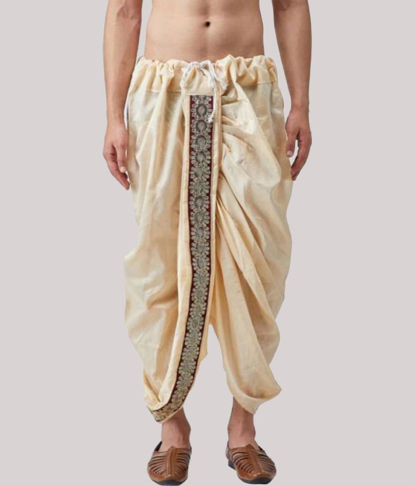 GN hub - Beige Silk Men's Dhoti ( Pack of 1 )