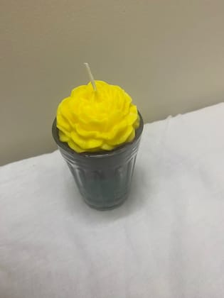 Pure soy wax home made yellow colour flower scented candle-80 grams glass Pack of 6