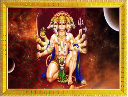 NOKKES Hanuman Bajrangbali Hanumanji Maruti Golden 5X7 Inch Photo Frame_AQW4