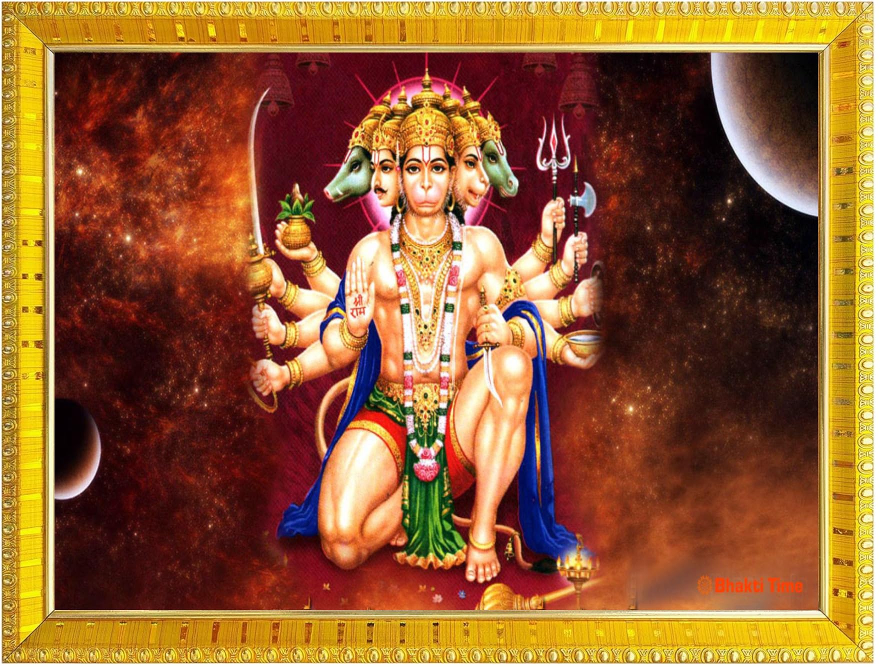 NOKKES Hanuman Bajrangbali Hanumanji Maruti Golden 5X7 Inch Photo Frame_AQW4