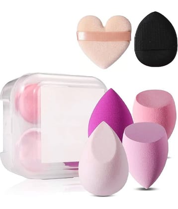 Facejewel Blender Sponge, Soft Egg Shaped Blending Puff With Finger And Heart Puff (Pack of 6)
