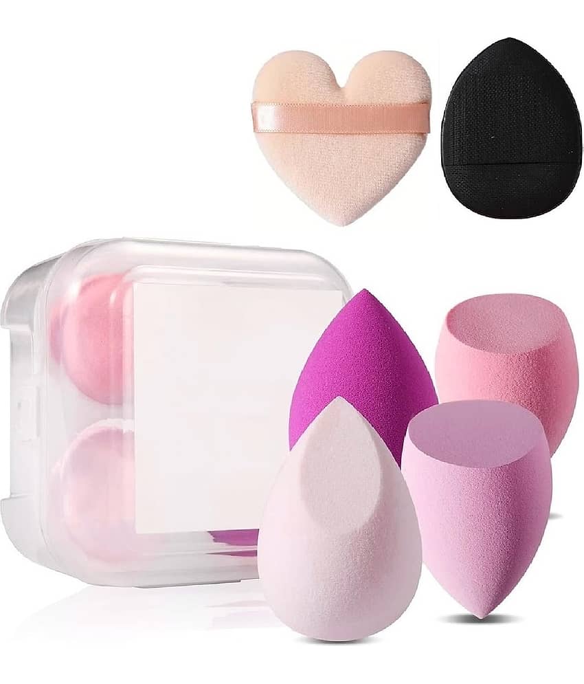 Facejewel Blender Sponge, Soft Egg Shaped Blending Puff With Finger And Heart Puff (Pack of 6)