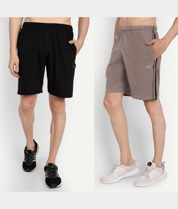 Zeffit - Multicolor Cotton Blend Men's Shorts ( Pack of 2 )