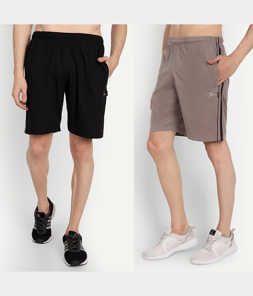 Zeffit - Multicolor Cotton Blend Men's Shorts ( Pack of 2 )