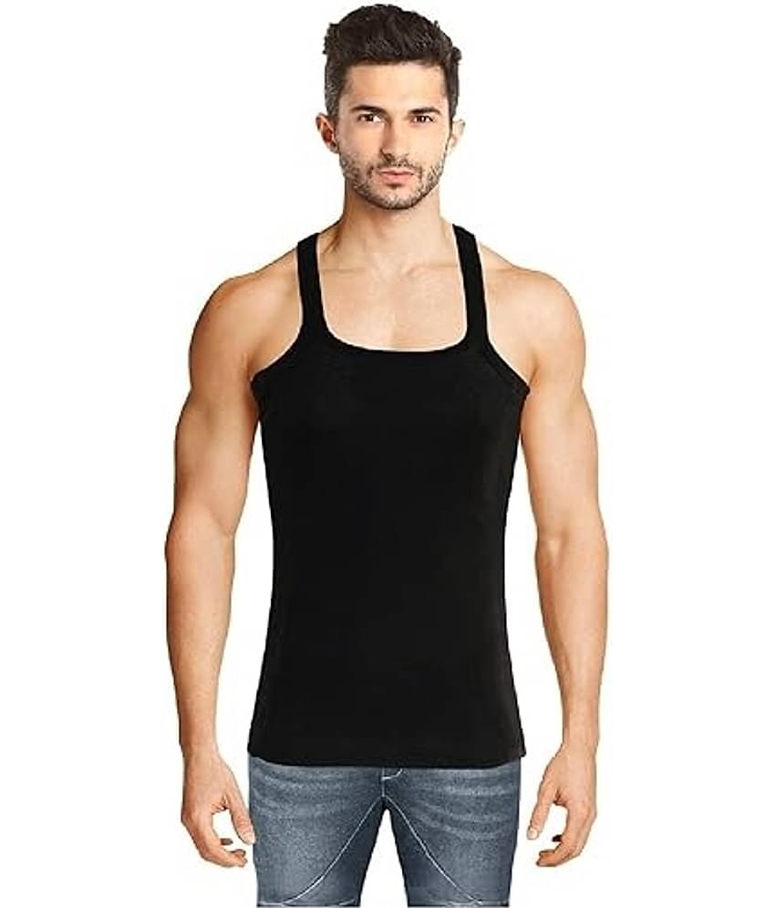 INNERO Pack of 1 Cotton Gym Vest For Men ( Black )