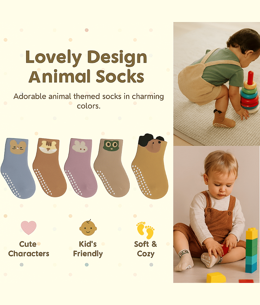 BBYARAJ Pack of 5 Unisex for Baby Cotton Footies ( Multicolor )