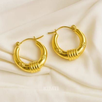 18K Gold Plated Gold Round Hoops  Anti Tarnish Earring