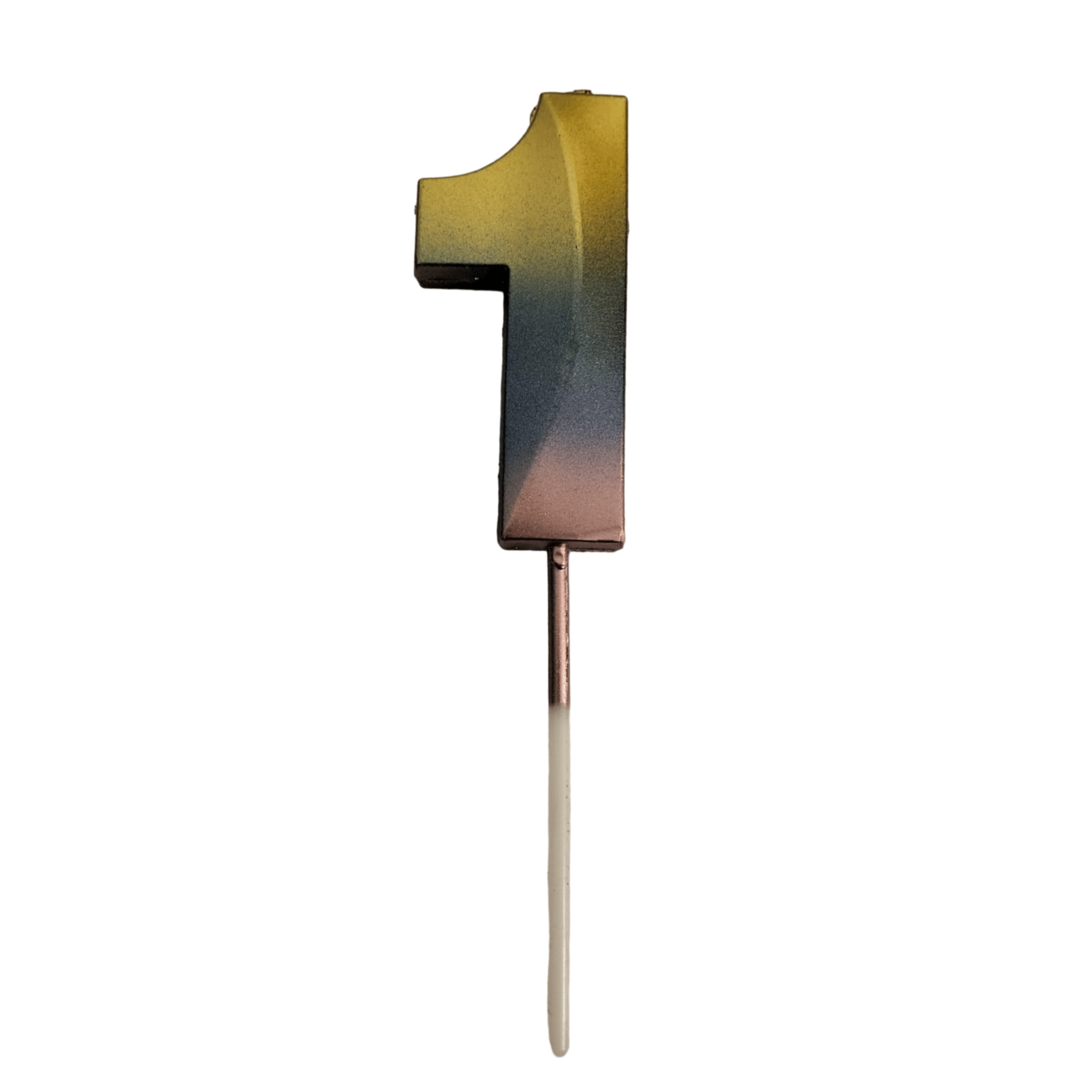 Number 1 Metalic Golden Purple Pink Stick Candle - 1PC
