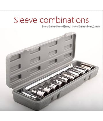 Aiwa TM Plastic Socket Wrench Set (Grey, 10-Pieces)