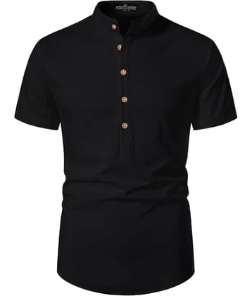 UNI VIBE Cotton Blend Plain Shirt Style Kurta For Men ( Pink )