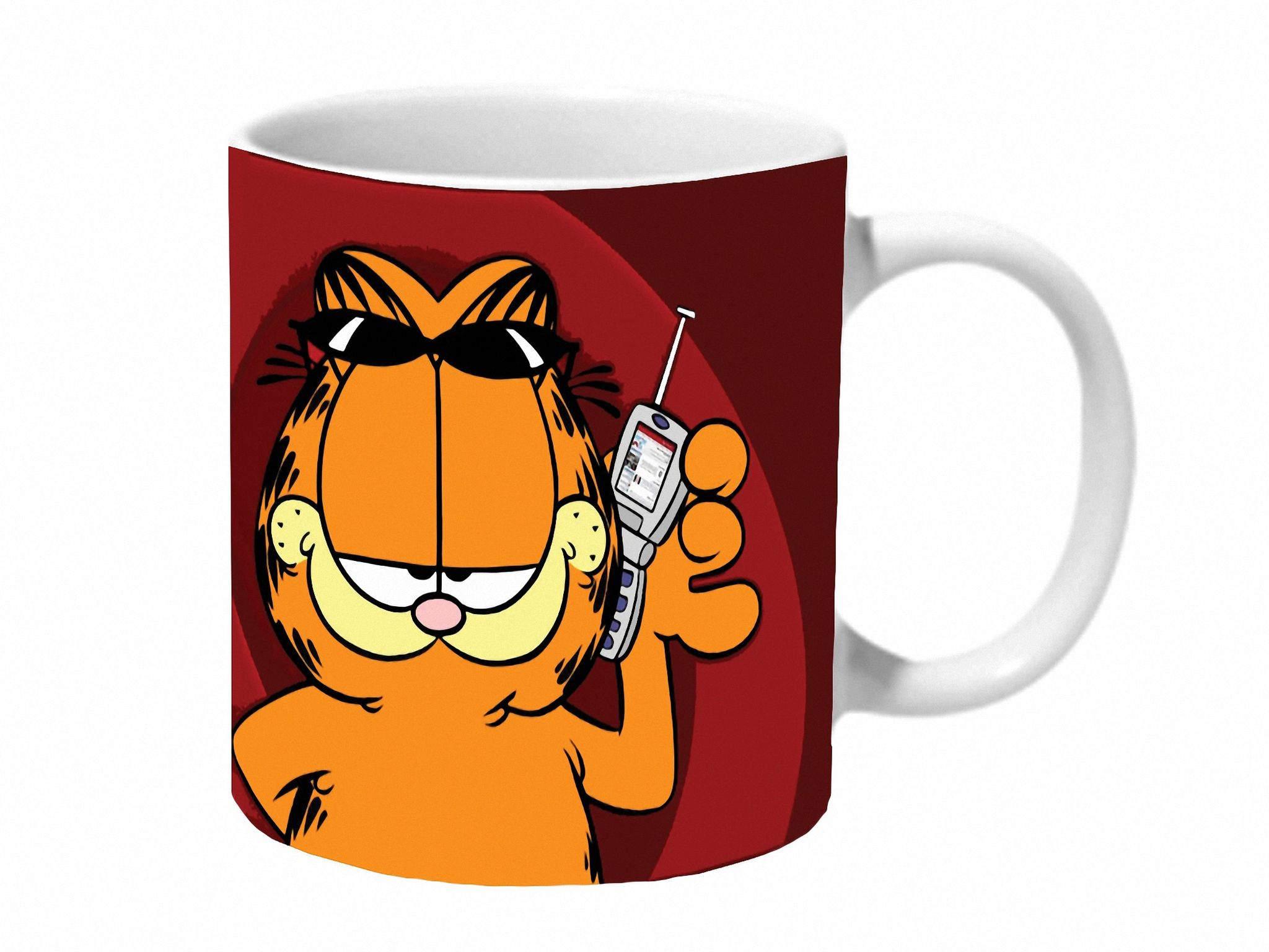 Multicolor Garfield On The Phone Ceramic Mug