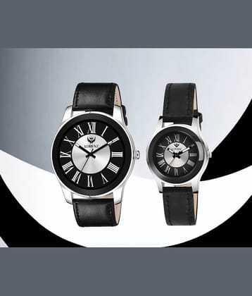 Lorenz Black PU Analog Couple's Watch